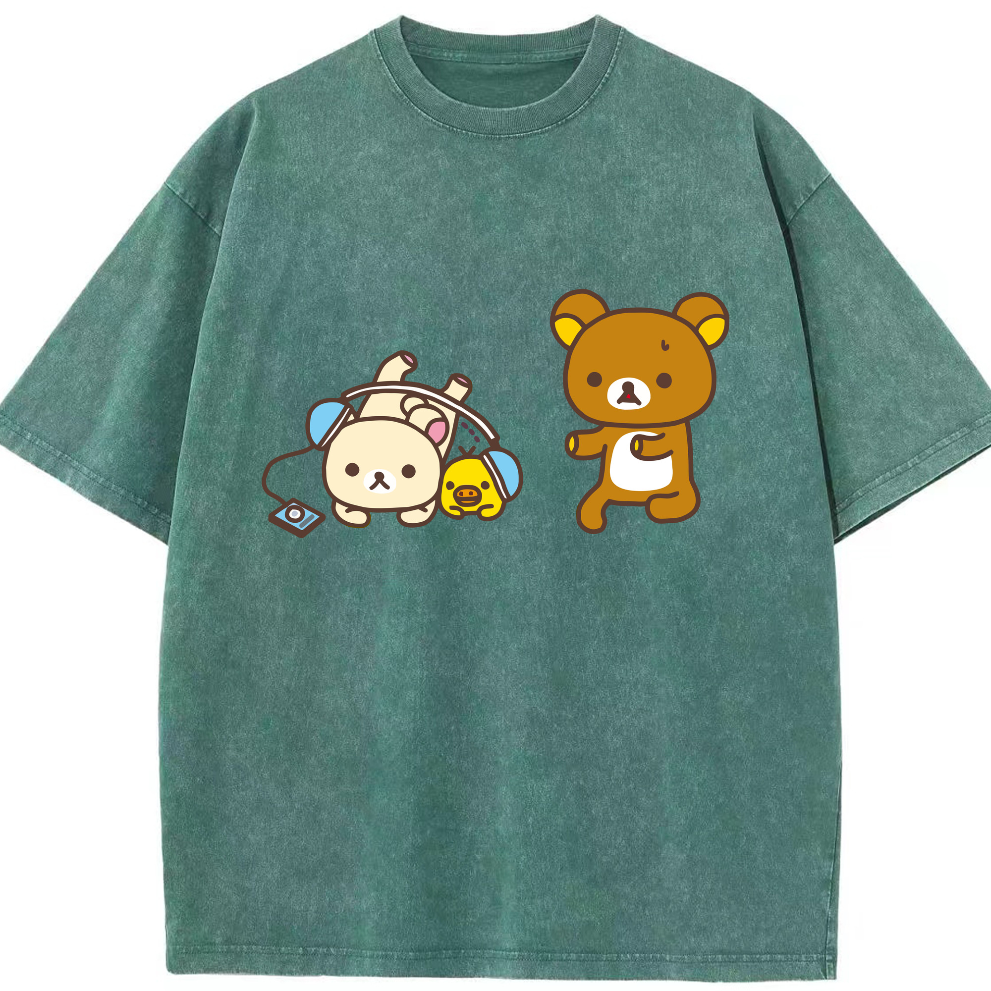 （画像用） リラックマ リラックマ キイロイトリ Rilakkuma Korilakkuma Kiiroitori 綿100% ヴィンテージ風 半袖Tシャツ（フロントプリント）